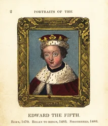 Porträt von König Edward dem Fünften, Edward V. von England, geboren 1470, begann die Herrschaft 1483 und erstickt 1483