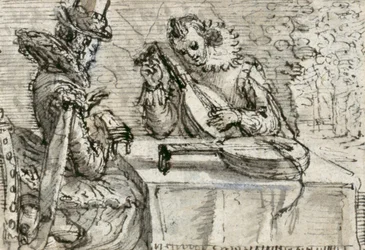 Jugendlicher, der eine Laute spielt