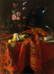 Stillleben mit Musikinstrumenten, um 1710-1715