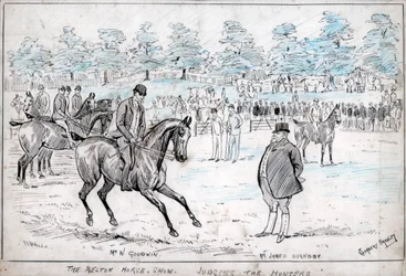 Die Melton-Pferdeschau, Bewertung der Jäger, um 1880-1940