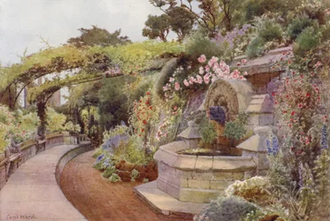 Die Zeit der Rosen, Brunnen Terrasse, Norman Tower Garten