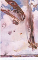 Der Feind stürzte in einer Rauchwolke zu Boden