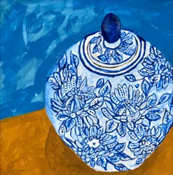Elegantes blaues Blumenkrug