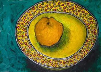 Orange in Blumenschale