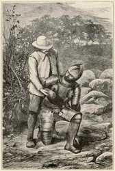 Christian und Faithful schließen sich zusammen aus The Pilgrims Progress From This World, To That Which Is To Come von John Bunyan (1628-1688) Illustration von Thomas Dalziel (1823-1906)