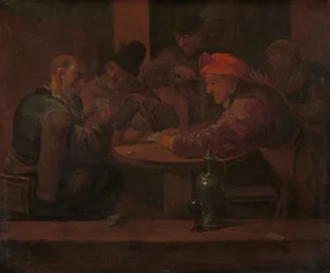 Männer, die in einer Taverne Karten spielen, um 1660-1680