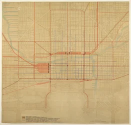 Tafel 80 aus Der Plan von Chicago, 1909: Chicago. Diagramm des Stadtzentrums, das den vorgeschlagenen... zeigt