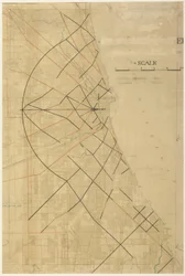 Tafel 91 aus dem Plan von Chicago, Chicago, Vorgeschlagene Diagonalstraßen