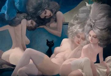 Die junge Braut und ihre Freunde (Detail), aus Blaubart von Charles Perrault (1628-1703)