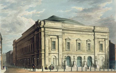 Theatre Royal, Drury Lane, in London, entworfen von Benjamin Wyatt im Jahr 1812, 1826