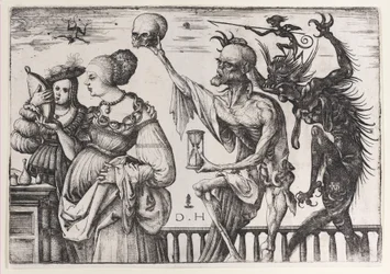 Der Tod und der Teufel überraschen zwei Frauen