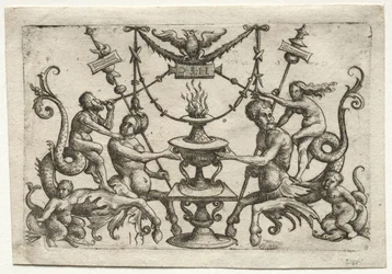 Ornament mit Sirene und Triton