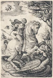 Heiliger Georg zu Pferd tötet den Drachen