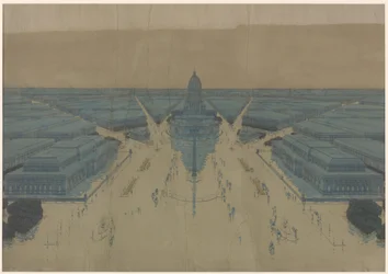 Ansicht des vorgeschlagenen Bürgerzentrums und der Gebäude, Der Plan von Chicago 1909