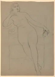 Zeichnung, Weiblicher Akt sitzend, 1870–80