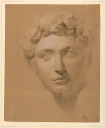 Zeichnung, Männlicher Kopf von einem Gipsabdruck, 1840