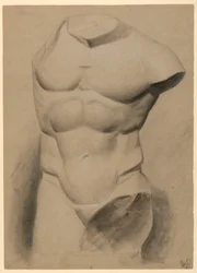 Zeichnung, Männlicher Torso von einem Gipsabdruck, 1840