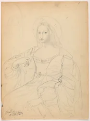 Sitzende Figur im Hofkleid nach Raphaels Porträt Jeanne D