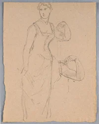 Zeichnung, Skizze für ein Porträt von Bella Worsham, 1878