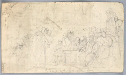 Zeichnung, Studie für "Wissenschaftliche Gruppe", 1858