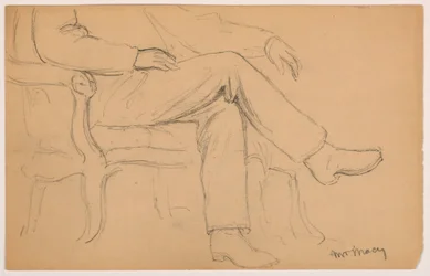 William H. Macy sitzend, Unterkörper; Verso: Rechte Hand, 1884