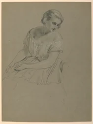 Studie einer sitzenden Frau für "Der Republikanische Hof" (Lady Washingtons Empfangstag)