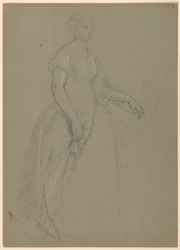 Studie einer stehenden Frau für "Der republikanische Hof" (Lady Washingtons Empfangstag)