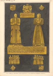 Messingplatte für Dr. James Goode und seine Frau Joan, Tochter von Edward Clinton, West Drayton Kirche