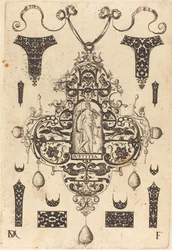 Großes Anhänger, Gerechtigkeit stehend in der Mitte