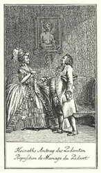 Heiratsantrag des Pedanten (Gravur)