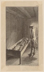 Bunkel betrachtet das Skelett John Ortons, Blatt 4 aus "Leben Bemerkungen und Meinungen Johann Bunkels"
