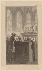 Bunkel in einer Kapelle beim Morgengebet, Blatt 3 aus "Leben Bemerkungen und Meinungen Johann Bunkels"