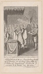 Kurfürst Friedrich III. von Brandenburg krönt sich selbst, Blatt 1 der Folge „Ältere, mittlere und neuere Geschichte“