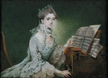 Porträt einer Sängerin am Cembalo