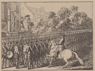 Durch die Gasse laufen. Illustration aus Elementartwerk von J.B. Basedow