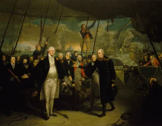 Duncan nimmt die Kapitulation von de Winter in der Schlacht von Camperdown entgegen