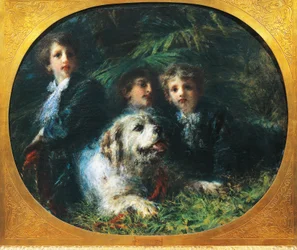 Die Troubetzkoy-Jungen mit einem Hund, von Daniele Ranzoni