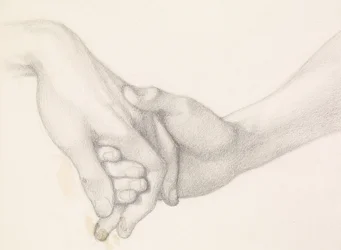 Dantes Traum zur Zeit des Todes von Beatrice - Studie von Dante, der die Hand der Liebe hält