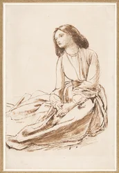 Elizabeth Siddal, auf dem Boden sitzend