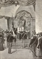 Segnung der italienischen Armeefahnen während der Militärparade am 16. März