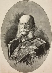 Kaiser Wilhelm I. von Deutschland (1797-1888) im Jahr 1887, Gravur nach Zeichnung von Dante Paolocci, aus L