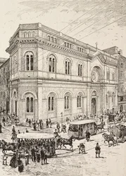Evangelische Kirche an der Via Nazionale, Rom, Italien, Stich nach einer Zeichnung von Dante Paolocci, aus L