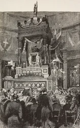 Italienische Politiker und Offiziere bei der Beerdigungszeremonie von Viktor Emanuel II (1820-1878), König von Italien, Rom, Italien