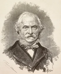 Porträt von Terenzio Mamiani (1799-1885), italienischer Politiker und Schriftsteller, Gravur nach einer Zeichnung von Dante Paolocci und einem Foto von Della Valle, aus L