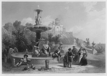 Der Brunnen in Madrid, aus dem Bild in der Königlichen Sammlung (Gravur)