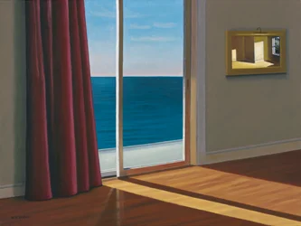 Sonne in einem leeren Raum am Meer