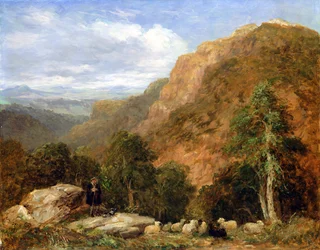 Ein Blick von oben auf Bettws-y-Coed, Moel Siabod und die Snowdon-Range in der Ferne, 1853