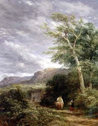 Walisische Landschaft mit einer Wassermühle
