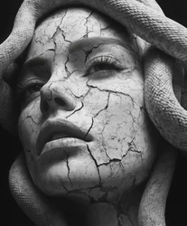 Rissige Medusa Skulptur