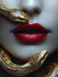 Rote Lippen goldene Schlange